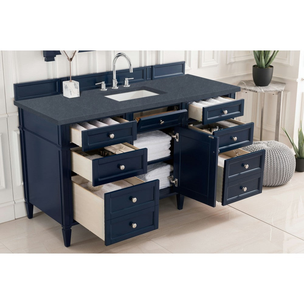 Brittany 60" Victory Blue Single Vanity w/ 3 CM Charcoal Soapstone Quartz Top