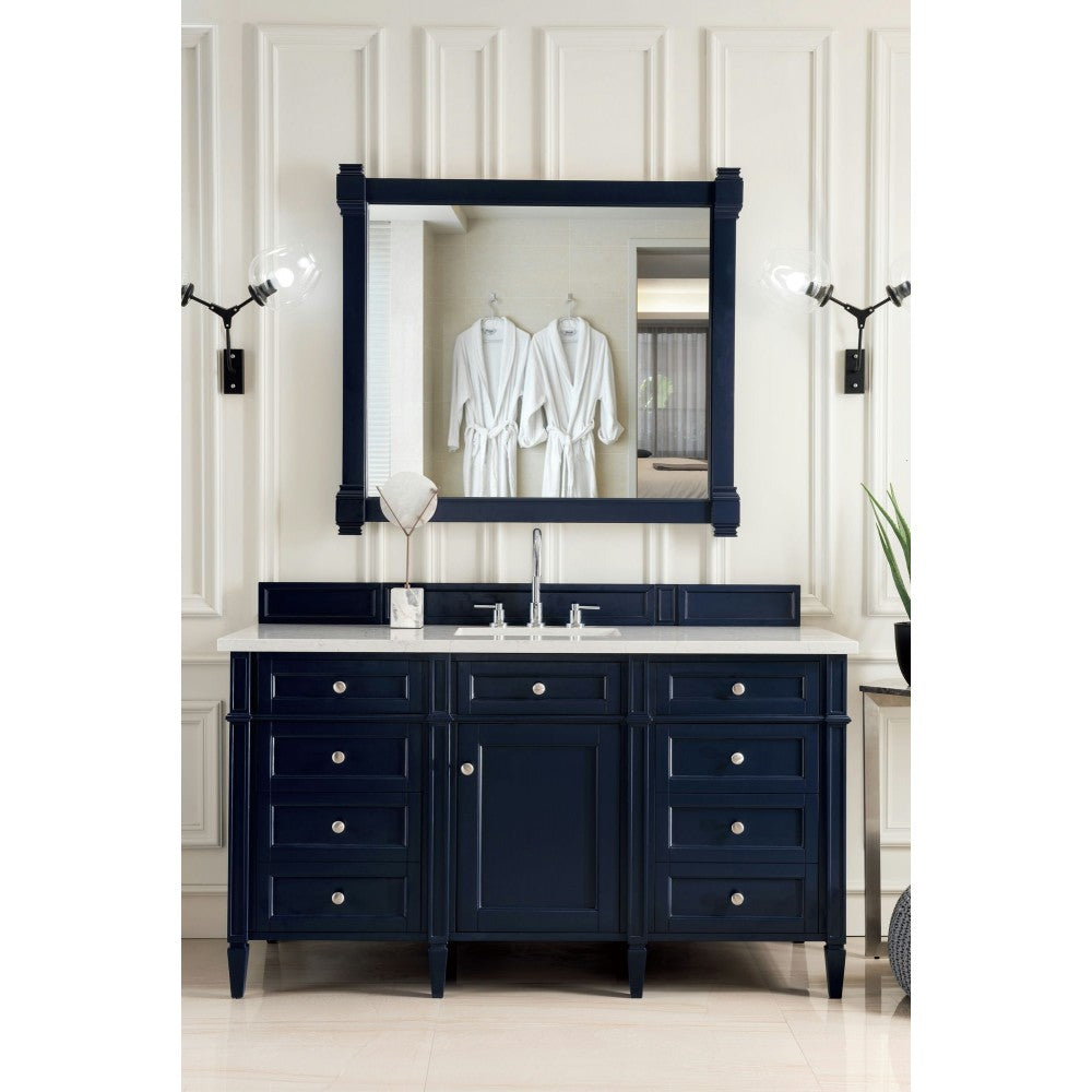 Brittany 60" Victory Blue Single Vanity w/ 3 CM Eternal Jasmine Pearl Quartz Top