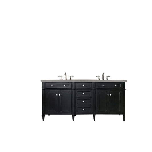 Brittany 72" Black Onyx Double Vanity w/ 3 CM Gray Expo Quartz Top