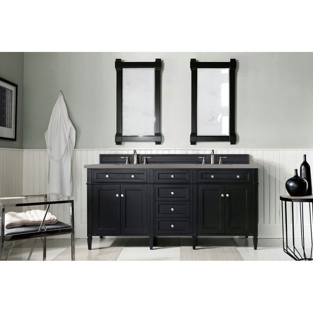 Brittany 72" Black Onyx Double Vanity w/ 3 CM Gray Expo Quartz Top