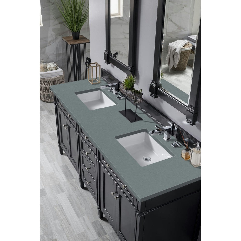 Brittany 72" Black Onyx Double Vanity w/ 3 CM Cala Blue Quartz Top