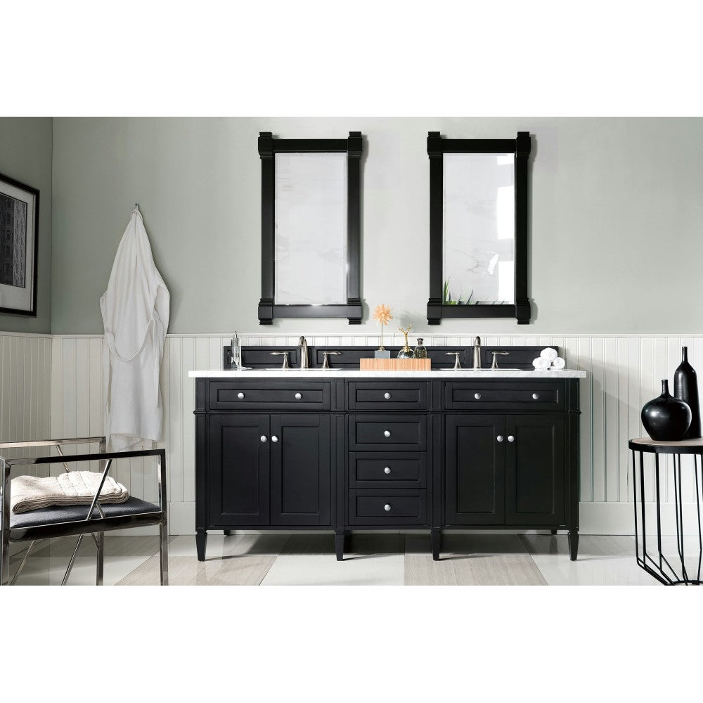Brittany 72" Black Onyx Double Vanity w/ 3 CM Carrara Marble Top