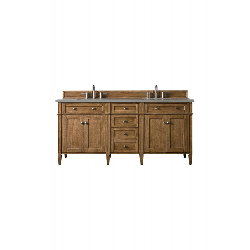 Brittany 72" Saddle Brown Double Vanity w/ 3 CM Gray Expo Quartz Top