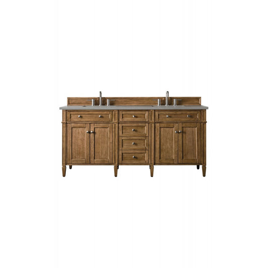 Brittany 72" Saddle Brown Double Vanity w/ 3 CM Gray Expo Quartz Top