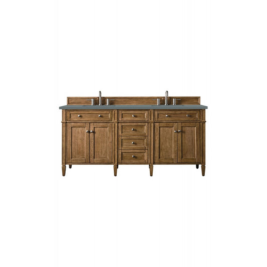 Brittany 72" Saddle Brown Double Vanity w/ 3 CM Cala Blue Quartz Top