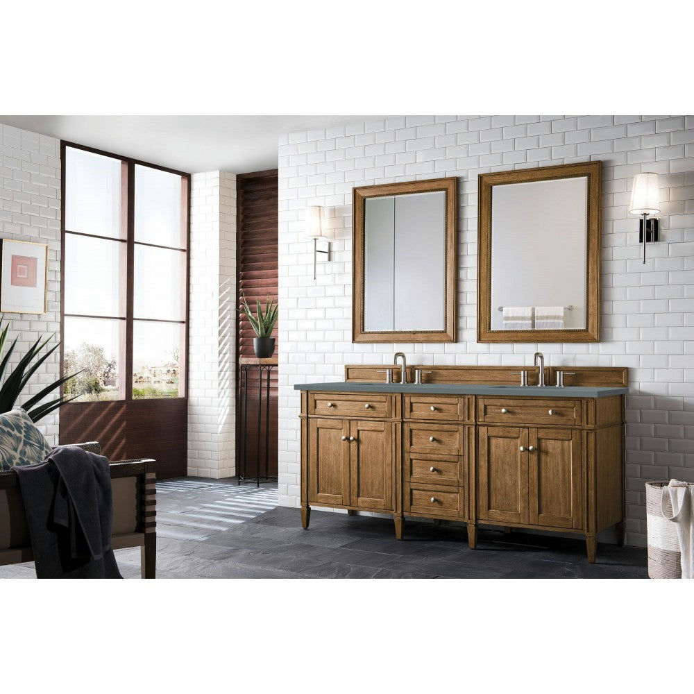 Brittany 72" Saddle Brown Double Vanity w/ 3 CM Cala Blue Quartz Top