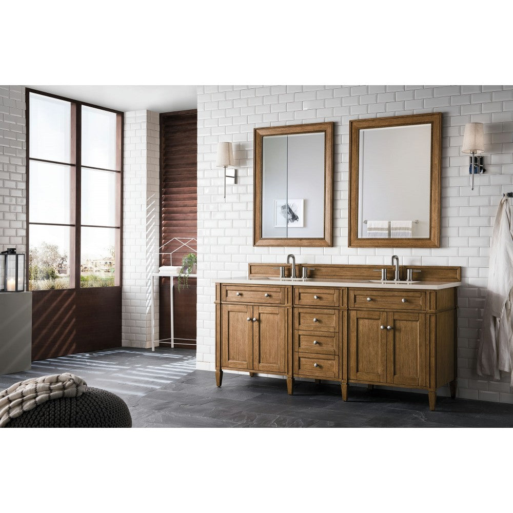 Brittany 72" Saddle Brown Double Vanity w/ 3 CM Eternal Marfil Quartz Top