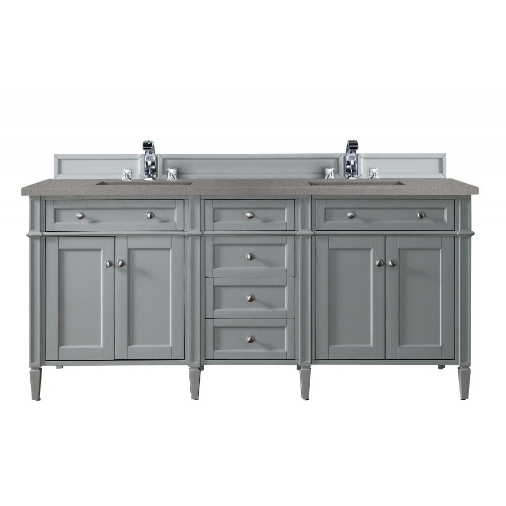 Brittany 72" Urban Gray Double Vanity w/ 3 CM Gray Expo Quartz Top