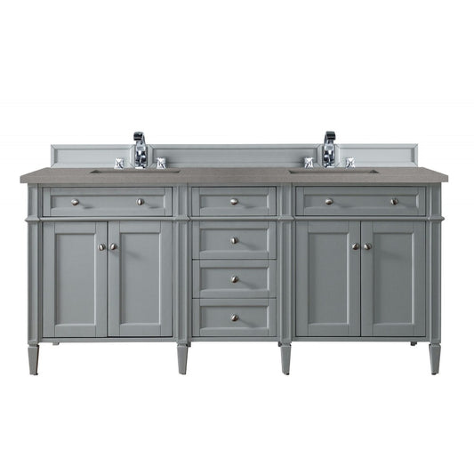 Brittany 72" Urban Gray Double Vanity w/ 3 CM Gray Expo Quartz Top