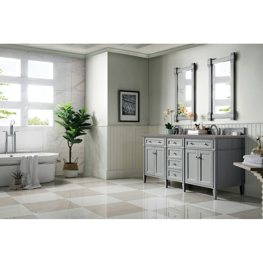 Brittany 72" Urban Gray Double Vanity w/ 3 CM Gray Expo Quartz Top