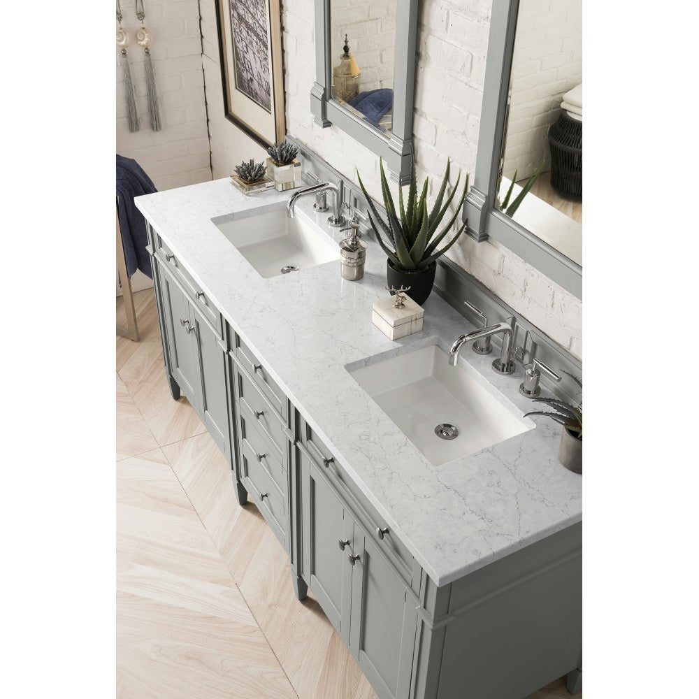Brittany 72" Urban Gray Double Vanity w/ 3 CM Eternal Jasmine Pearl Quartz Top