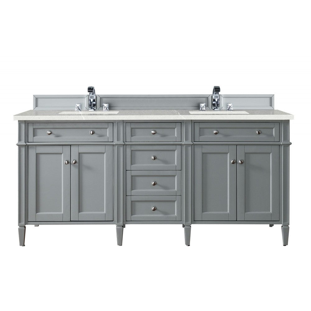 Brittany 72" Urban Gray Double Vanity w/ 3 CM Eternal Serena Quartz Top