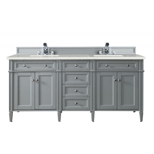 Brittany 72" Urban Gray Double Vanity w/ 3 CM Eternal Serena Quartz Top