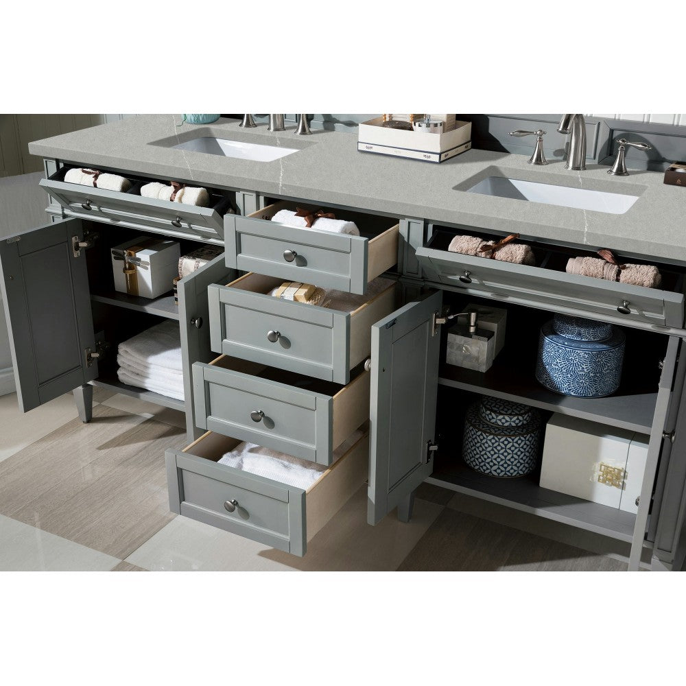 Brittany 72" Urban Gray Double Vanity w/ 3 CM Eternal Serena Quartz Top