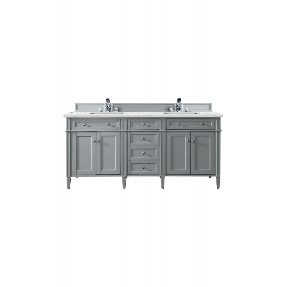 Brittany 72" Urban Gray Double Vanity w/ 3 CM Ethereal Noctis Quartz Top