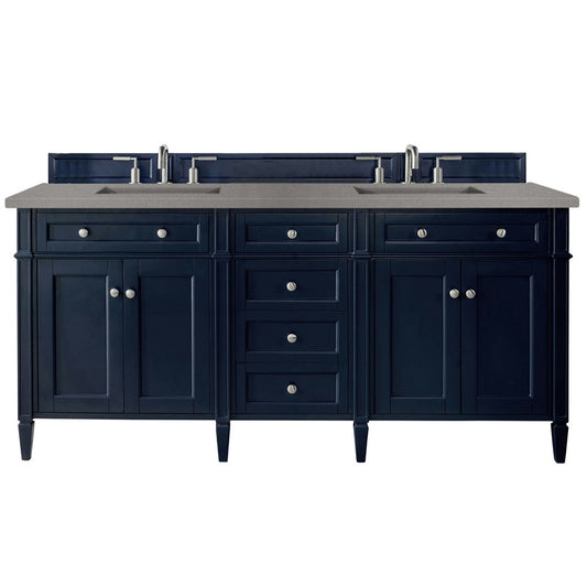Brittany 72" Victory Blue Double Vanity w/ 3 CM Gray Expo Quartz Top