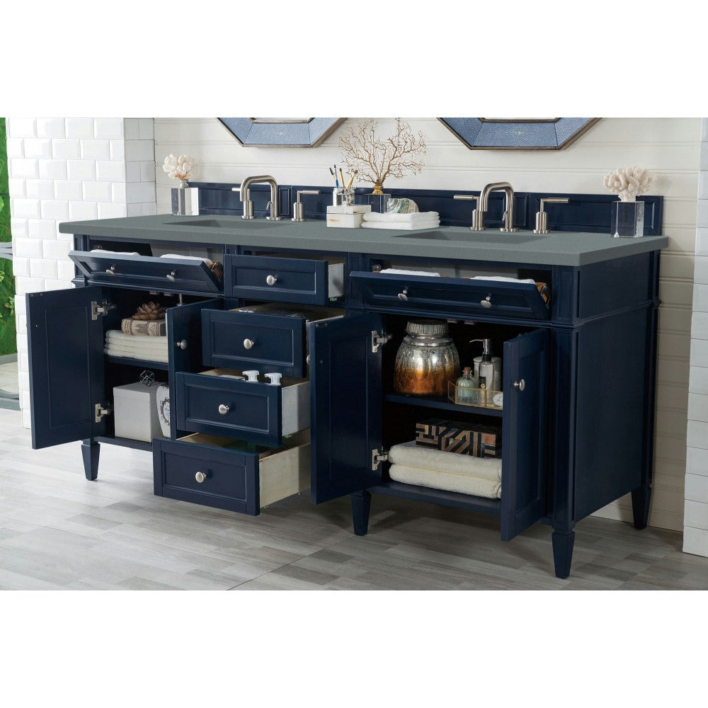 Brittany 72" Victory Blue Double Vanity w/ 3 CM Cala Blue Quartz Top