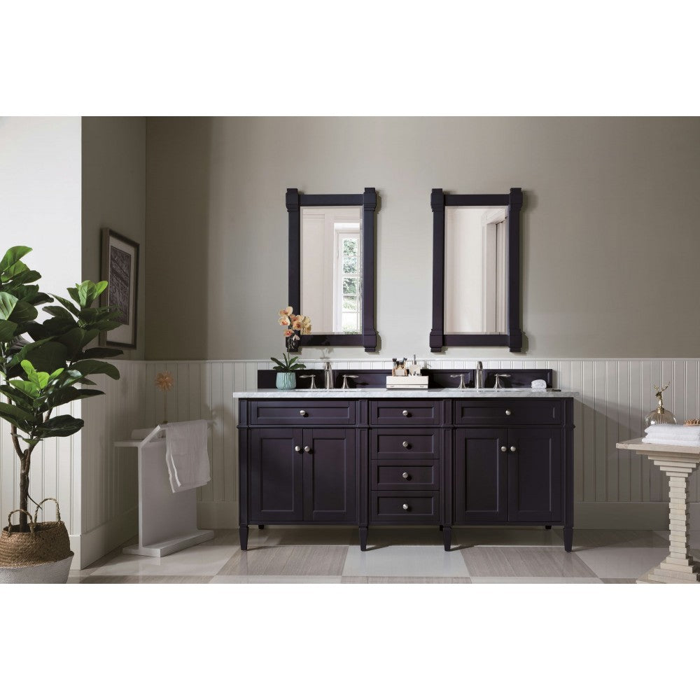 Brittany 72" Victory Blue Double Vanity w/ 3 CM Carrara Marble Top