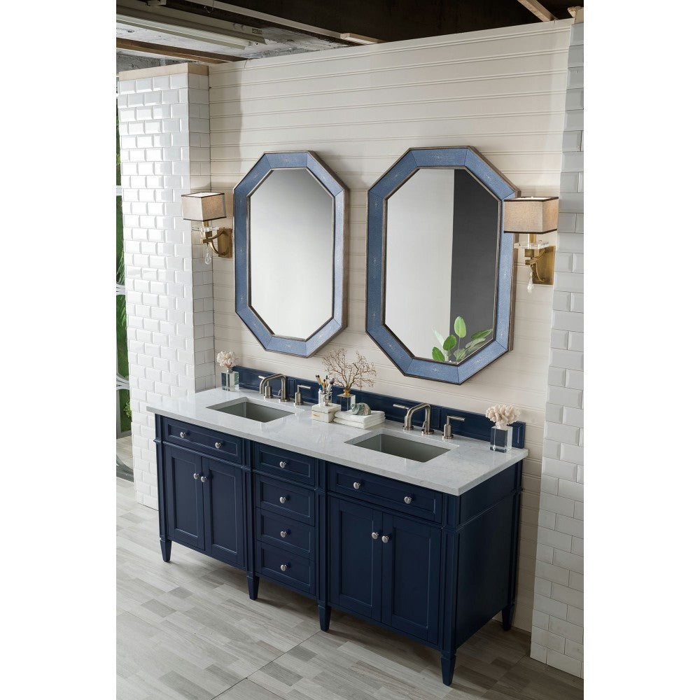 Brittany 72" Victory Blue Double Vanity w/ 3 CM Eternal Jasmine Pearl Quartz Top