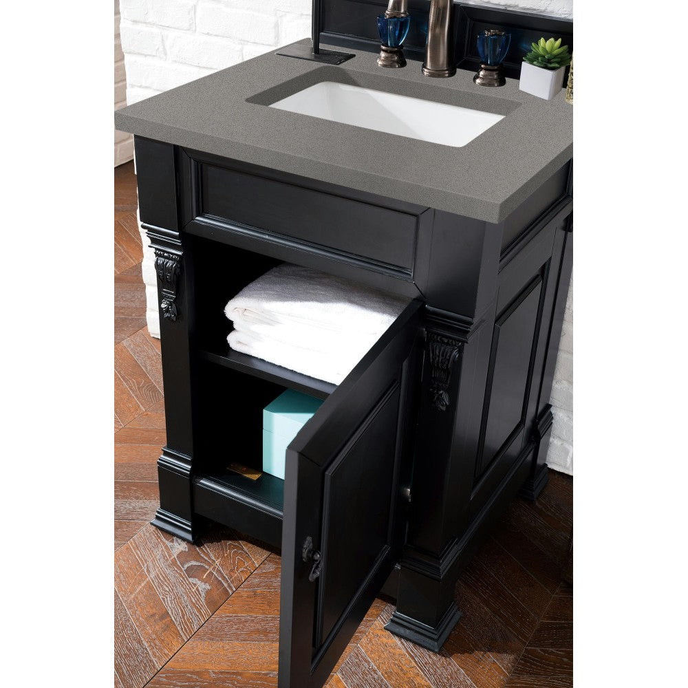 Brookfield 26" Single Vanity, Antique Black w/ 3 CM Gray Expo Quartz Top