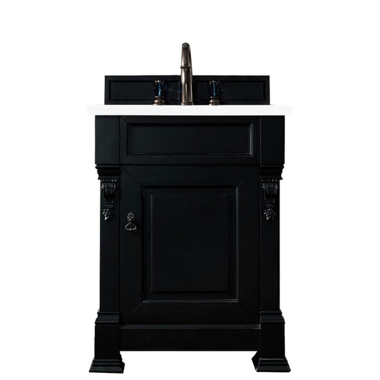 Brookfield 26" Single Vanity, Antique Black w/ 3 CM Classic White Quartz Top