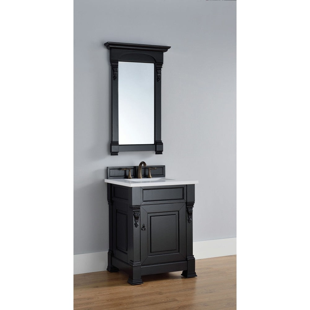 Brookfield 26" Single Vanity, Antique Black w/ 3 CM Classic White Quartz Top