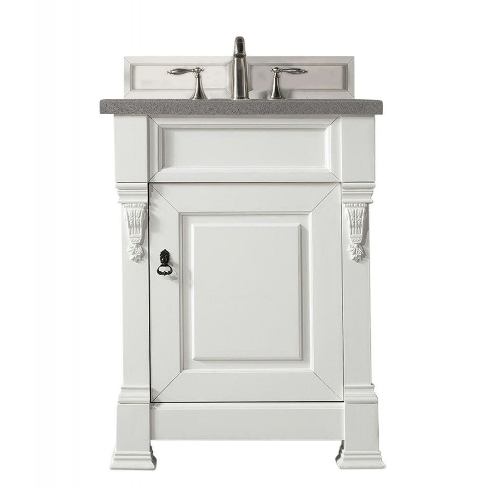 Brookfield 26" Single Vanity, Bright White w/ 3 CM Gray Expo Quartz Top