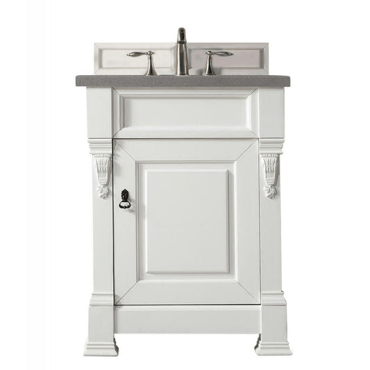 Brookfield 26" Single Vanity, Bright White w/ 3 CM Gray Expo Quartz Top