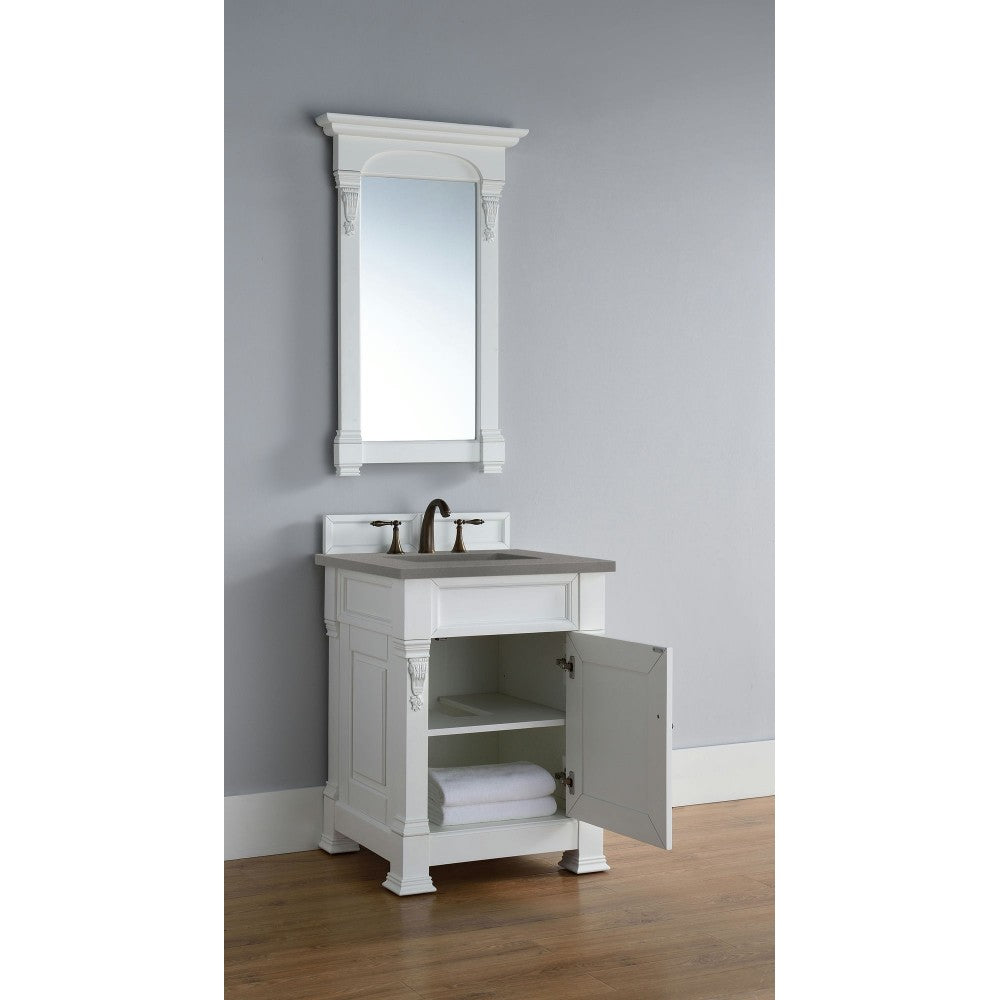Brookfield 26" Single Vanity, Bright White w/ 3 CM Gray Expo Quartz Top
