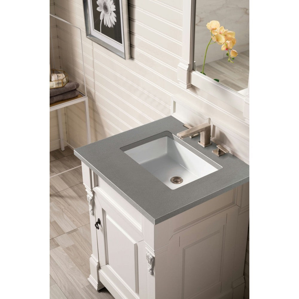 Brookfield 26" Single Vanity, Bright White w/ 3 CM Gray Expo Quartz Top