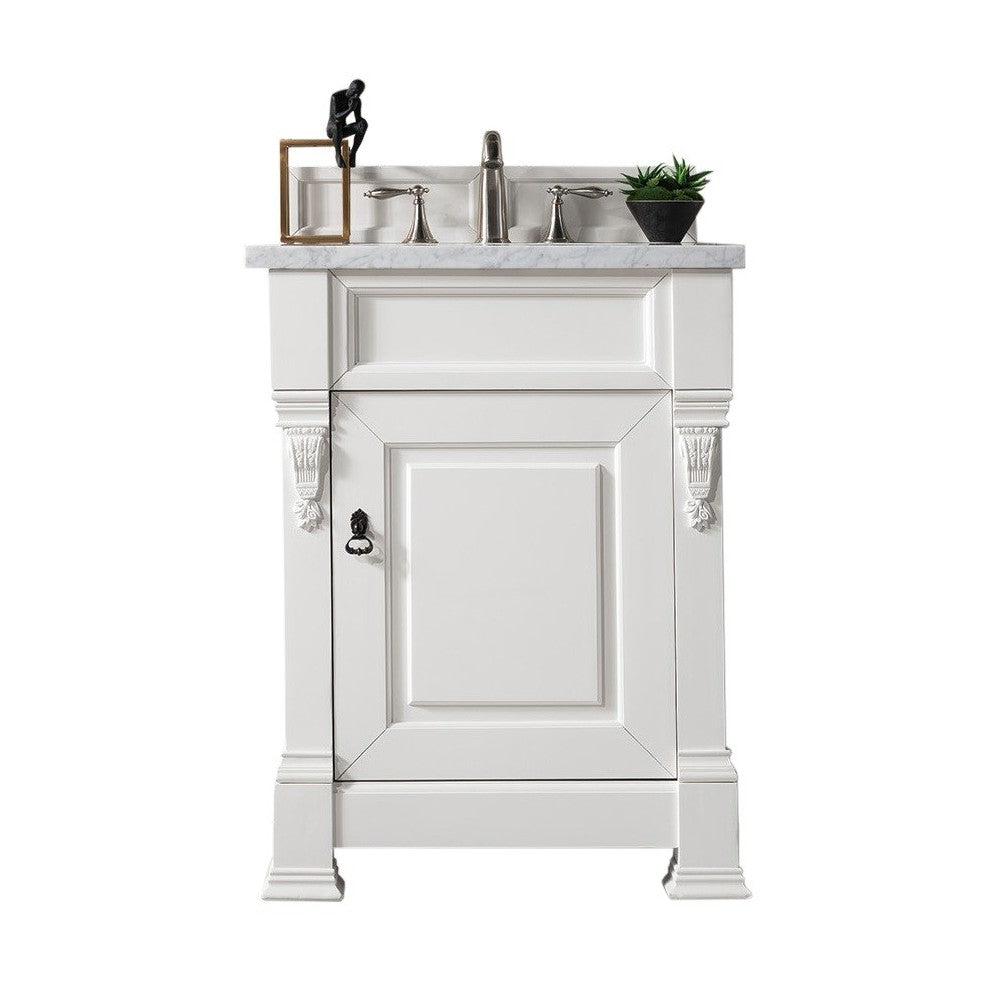Brookfield 26" Single Vanity, Bright White w/ 3 CM Arctic Fall Solid Surface Top
