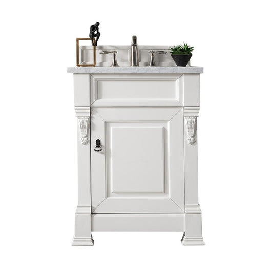 Brookfield 26" Single Vanity, Bright White w/ 3 CM Arctic Fall Solid Surface Top