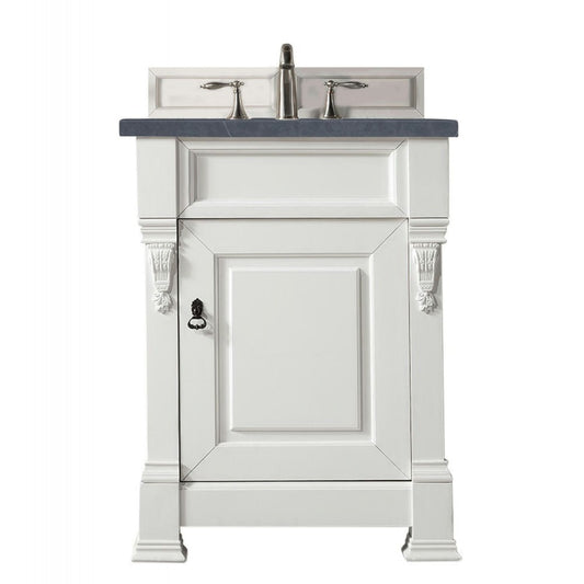 Brookfield 26" Single Vanity, Bright White w/ 3 CM Charcoal Soapstone Quartz Top