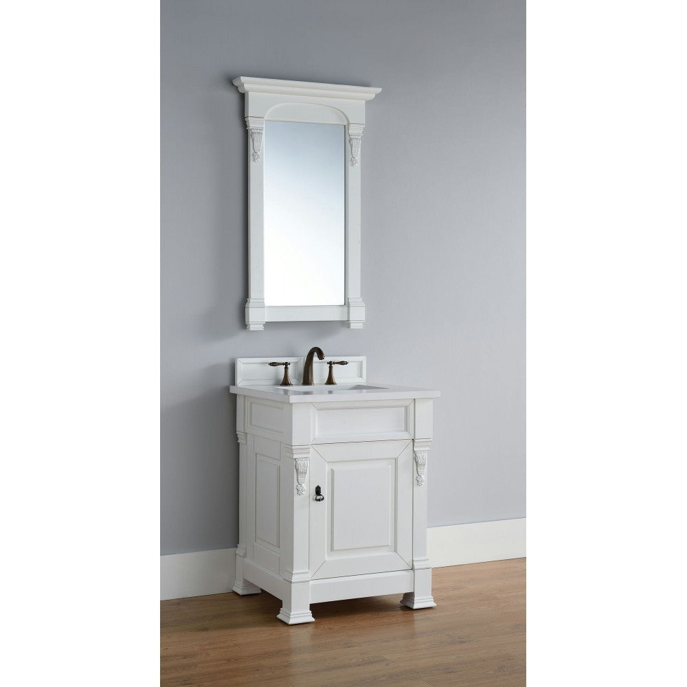 Brookfield 26" Single Vanity, Bright White w/ 3 CM Classic White Quartz Top