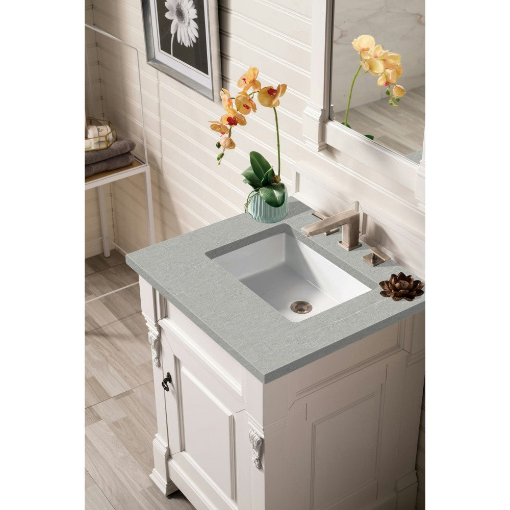 Brookfield 26" Single Vanity, Bright White w/ 3 CM Eternal Serena Quartz Top