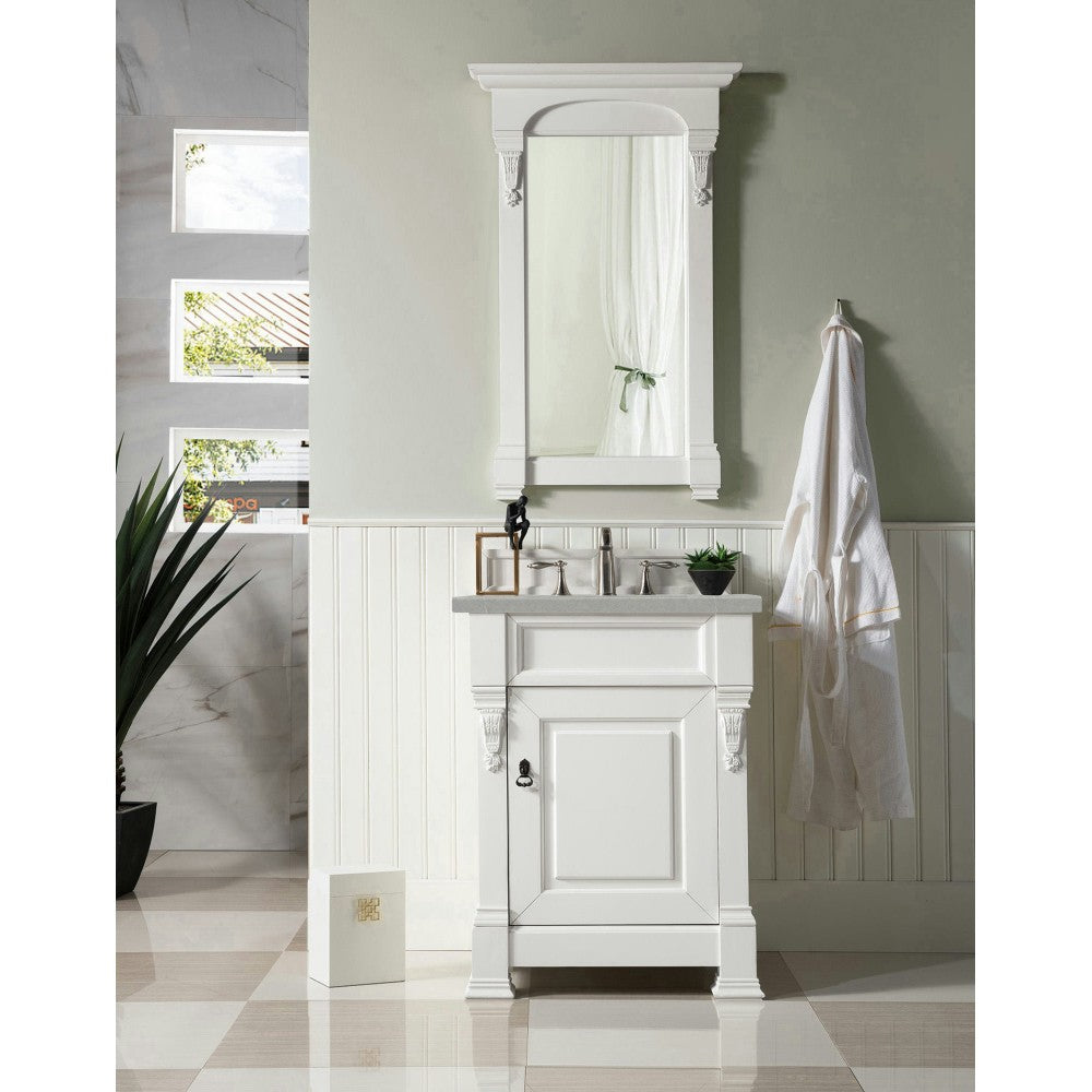 Brookfield 26" Single Vanity, Bright White w/ 3 CM Eternal Serena Quartz Top
