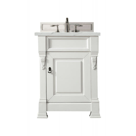 Brookfield 26" Single Vanity, Bright White w/ 3 CM Ethereal Noctis Quartz Top