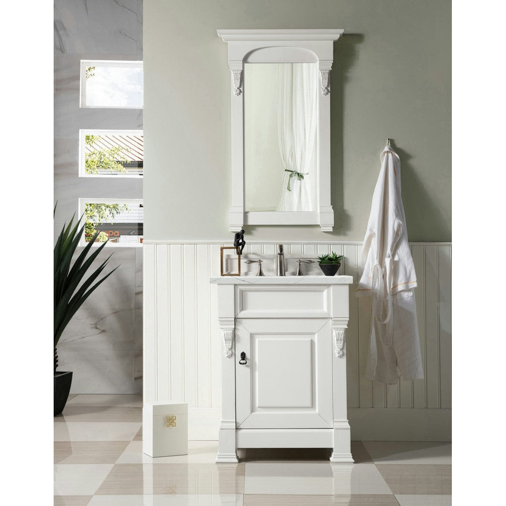 Brookfield 26" Single Vanity, Bright White w/ 3 CM Ethereal Noctis Quartz Top