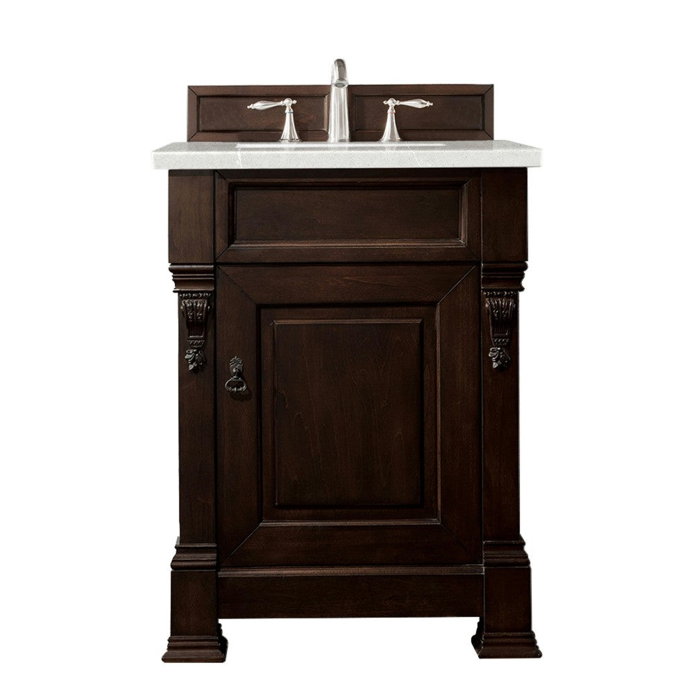 Brookfield 26" Single Vanity Burnished Mahogany w/3 CM Eternal Serena Quartz Top