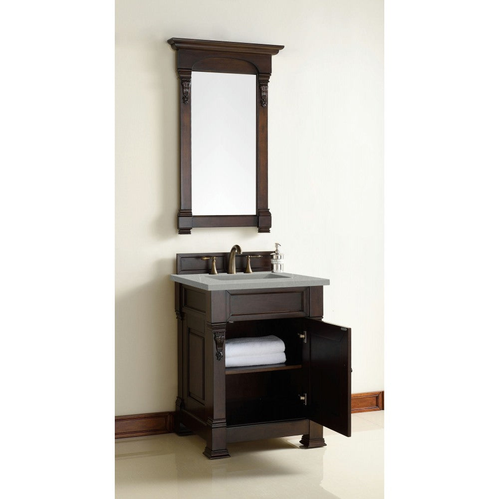 Brookfield 26" Single Vanity Burnished Mahogany w/3 CM Eternal Serena Quartz Top