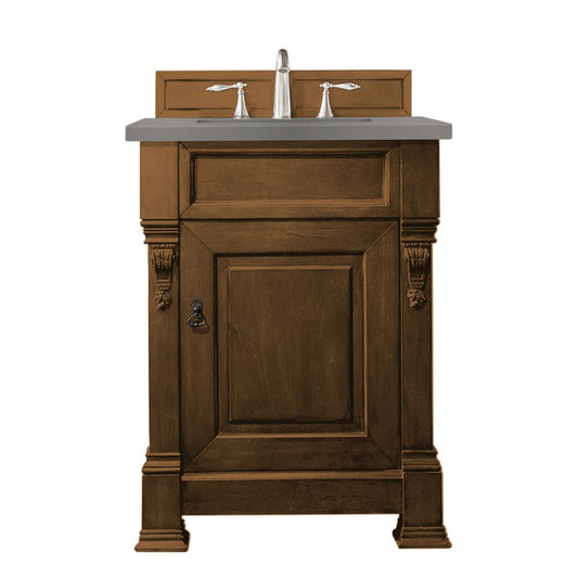 Brookfield 26" Single Vanity, Country Oak w/ 3 CM Gray Expo Quartz Top