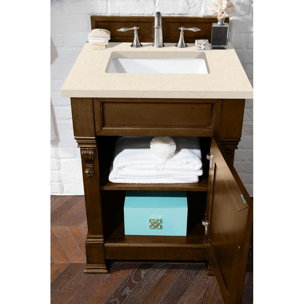 Brookfield 26" Single Vanity, Country Oak w/ 3 CM Eternal Marfil Quartz Top