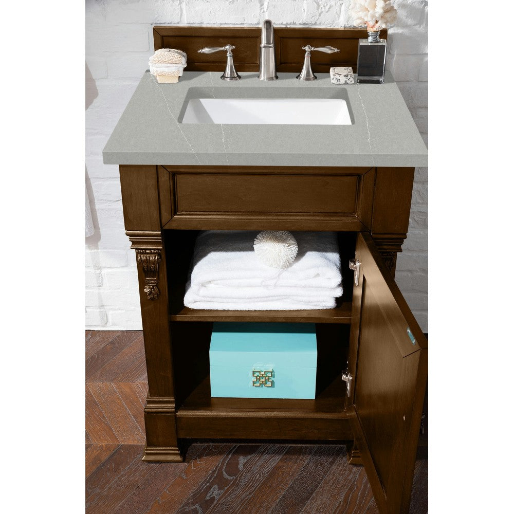 Brookfield 26" Single Vanity, Country Oak w/ 3 CM Eternal Serena Quartz Top
