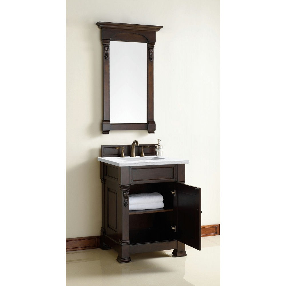 Brookfield 26" Single Vanity Mahogany w/3 CM Arctic Fall Solid Surface Top