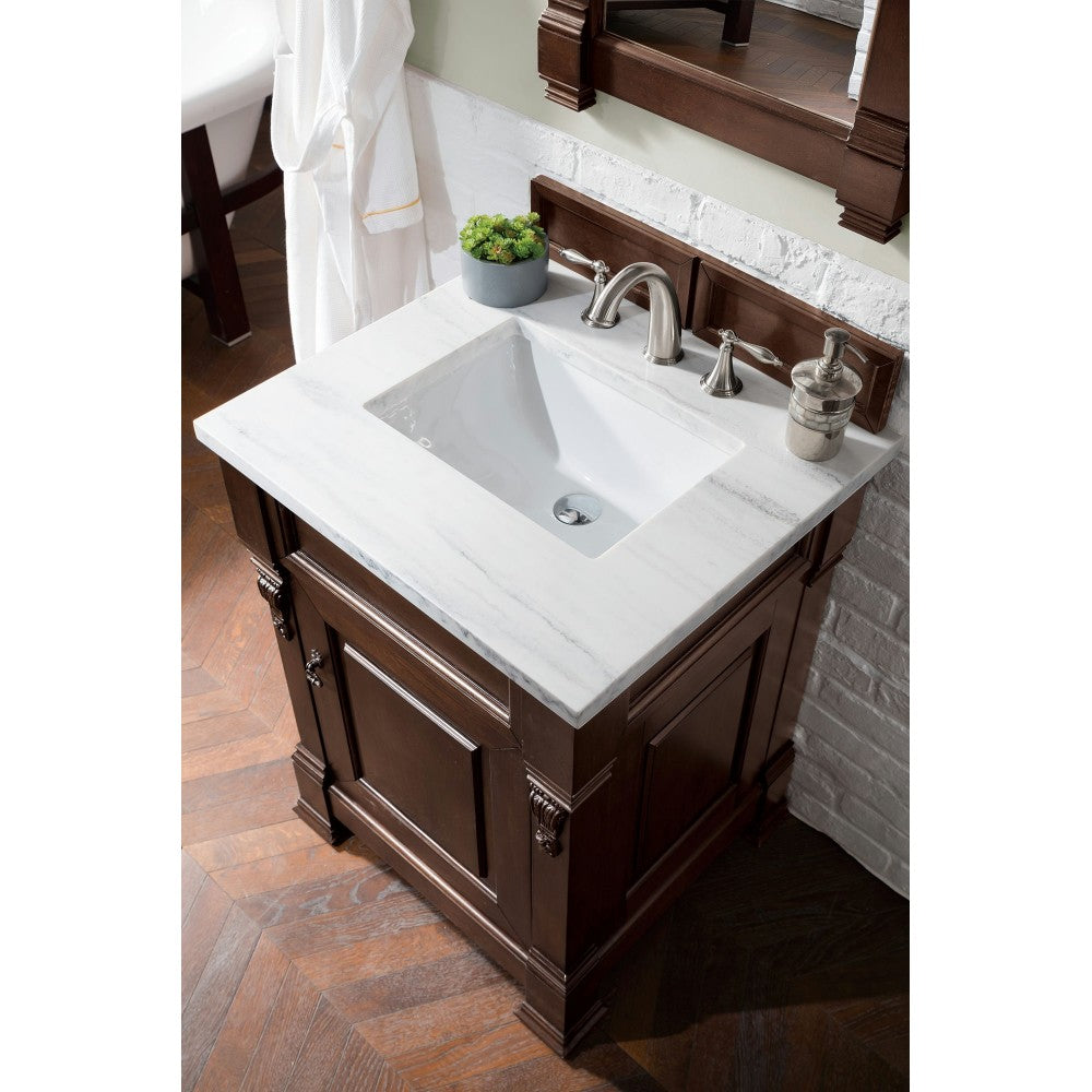 Brookfield 26" Single Vanity Mahogany w/3 CM Arctic Fall Solid Surface Top