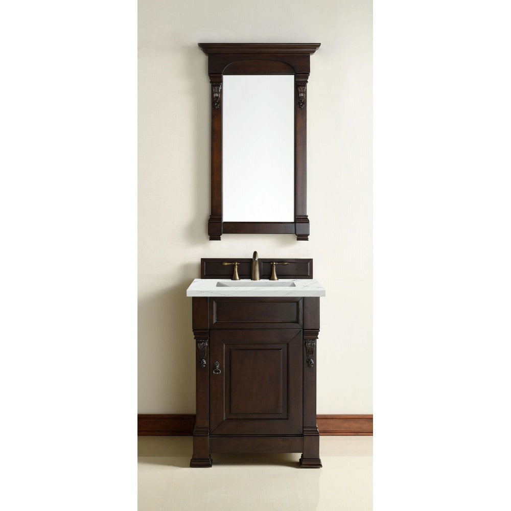 Brookfield 26" Single Vanity Mahogany w/3 CM Ethereal Noctis Quartz Top