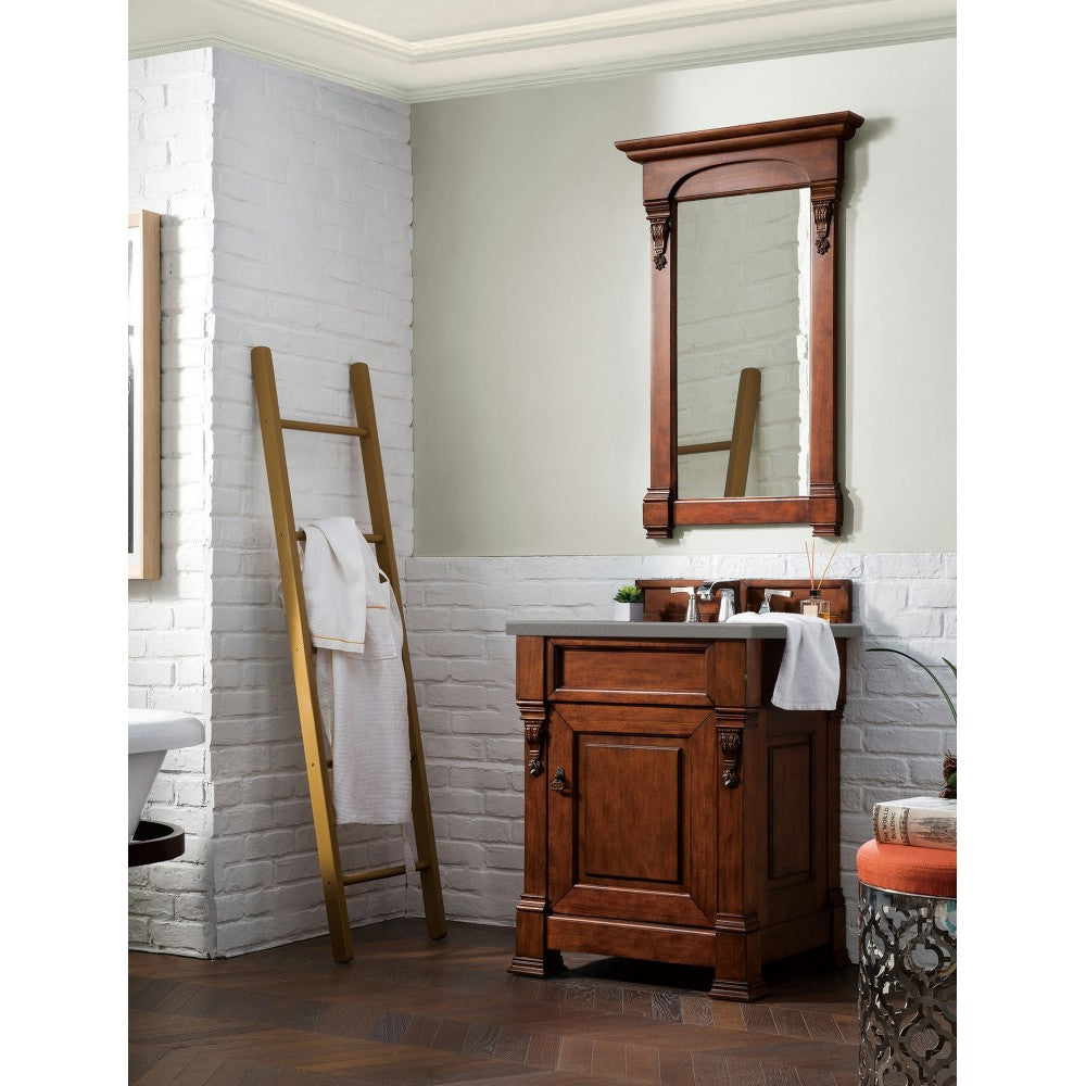 Brookfield 26" Single Vanity, Warm Cherry w/ 3 CM Gray Expo Quartz Top