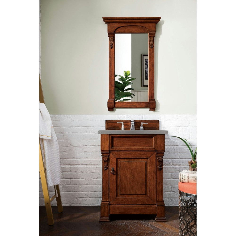 Brookfield 26" Single Vanity, Warm Cherry w/ 3 CM Gray Expo Quartz Top