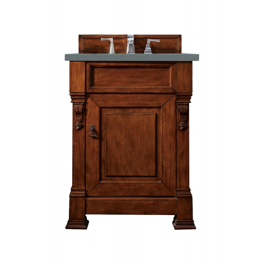 Brookfield 26" Single Vanity, Warm Cherry w/ 3 CM Cala Blue Quartz Top