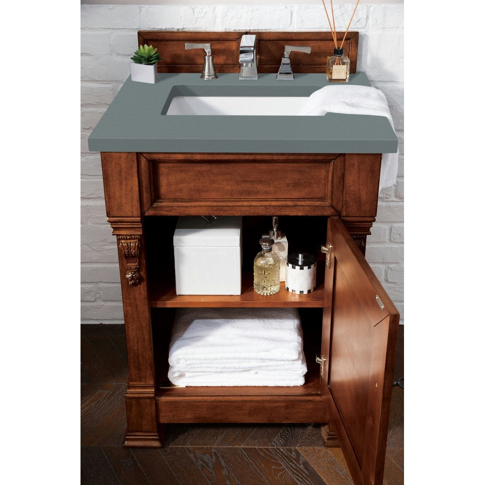 Brookfield 26" Single Vanity, Warm Cherry w/ 3 CM Cala Blue Quartz Top